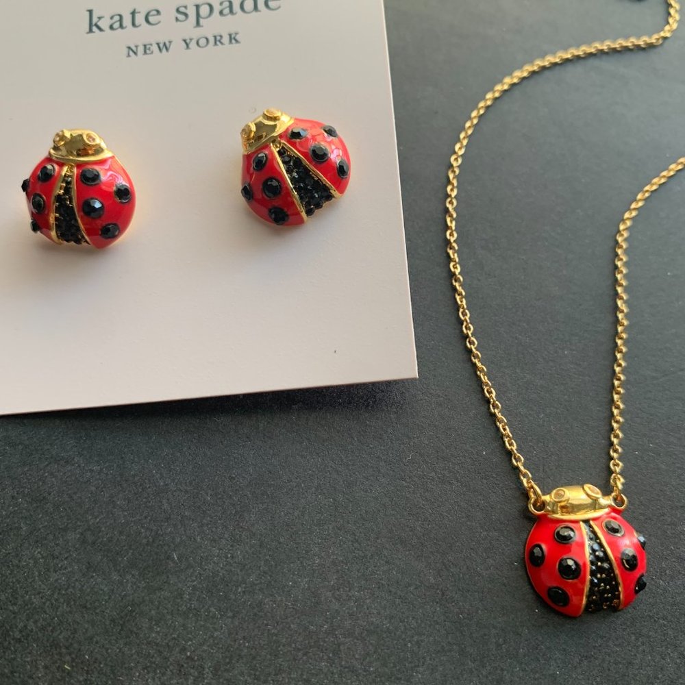 Set of earrings and necklace Kate Spade Lady Bug